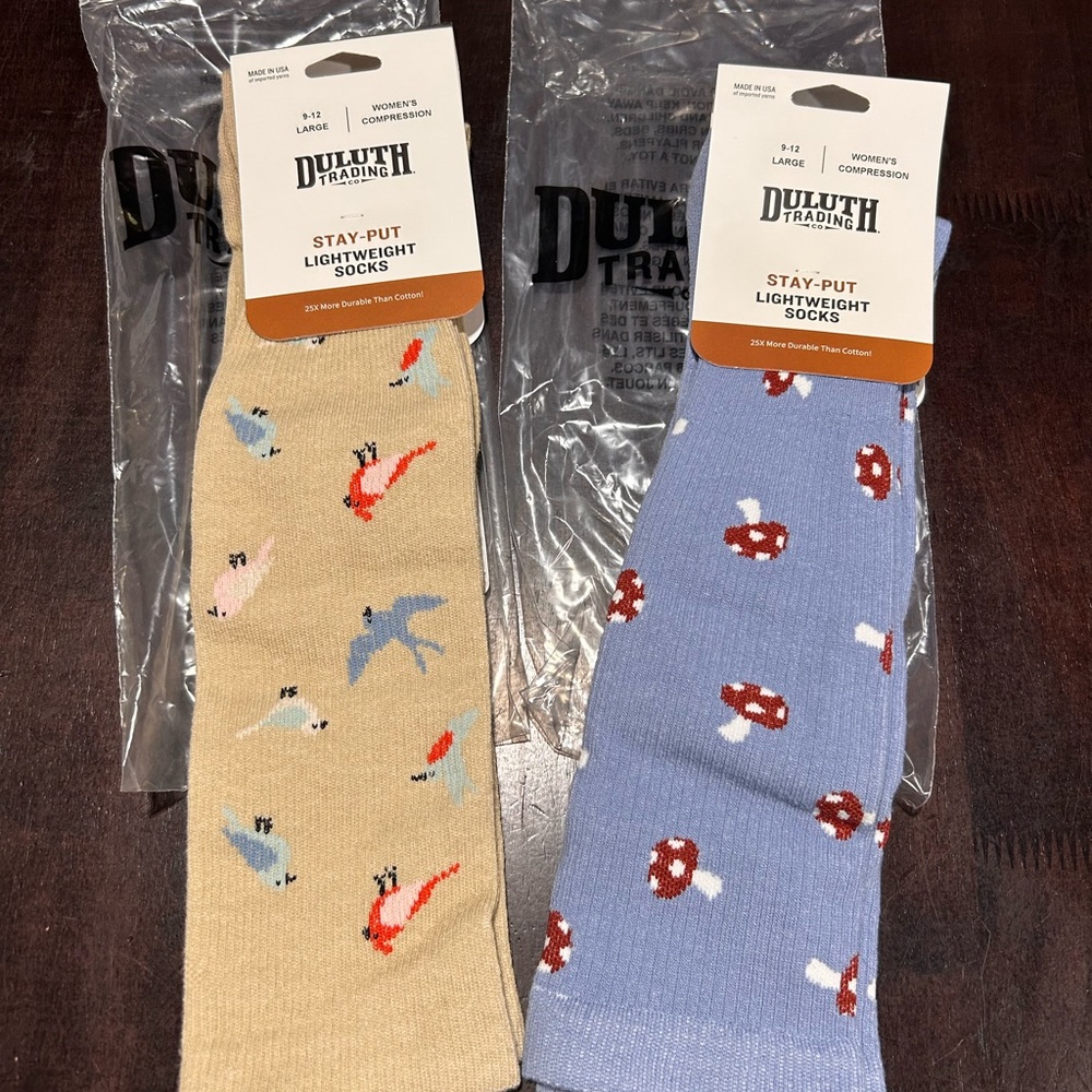 Duluth Trading Co Women's Lightweight Socks - Tan and Blue